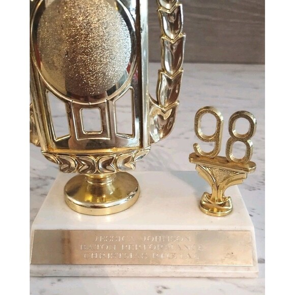 Vintage 1998 Baton Performance Trophy Marble Base 13"  Gold - Picture 3 of 7